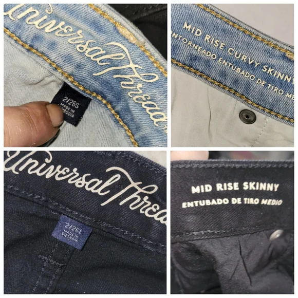Universal Thread 2 Pair Ladies Mid Rise Skinny Jeans Bundle Distressed Size 2/26 - Picture 13 of 16